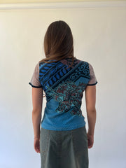 back to school drop | small custo barcelona orange and white patterned top