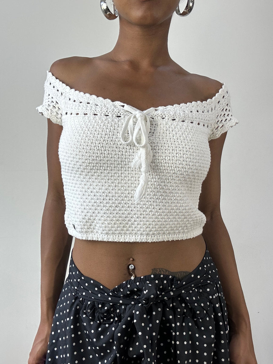 💚vintage edit twenty-six | medium white hollister crochet top