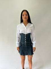 sailor drop | taille: S · couleur: bleu · matière: denim · article: corset