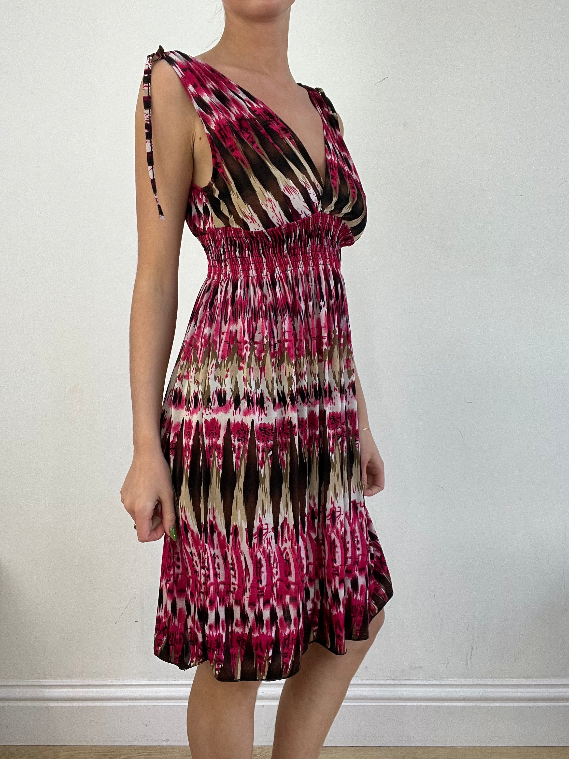 BEST PICKS | medium pink and brown abstract print dress