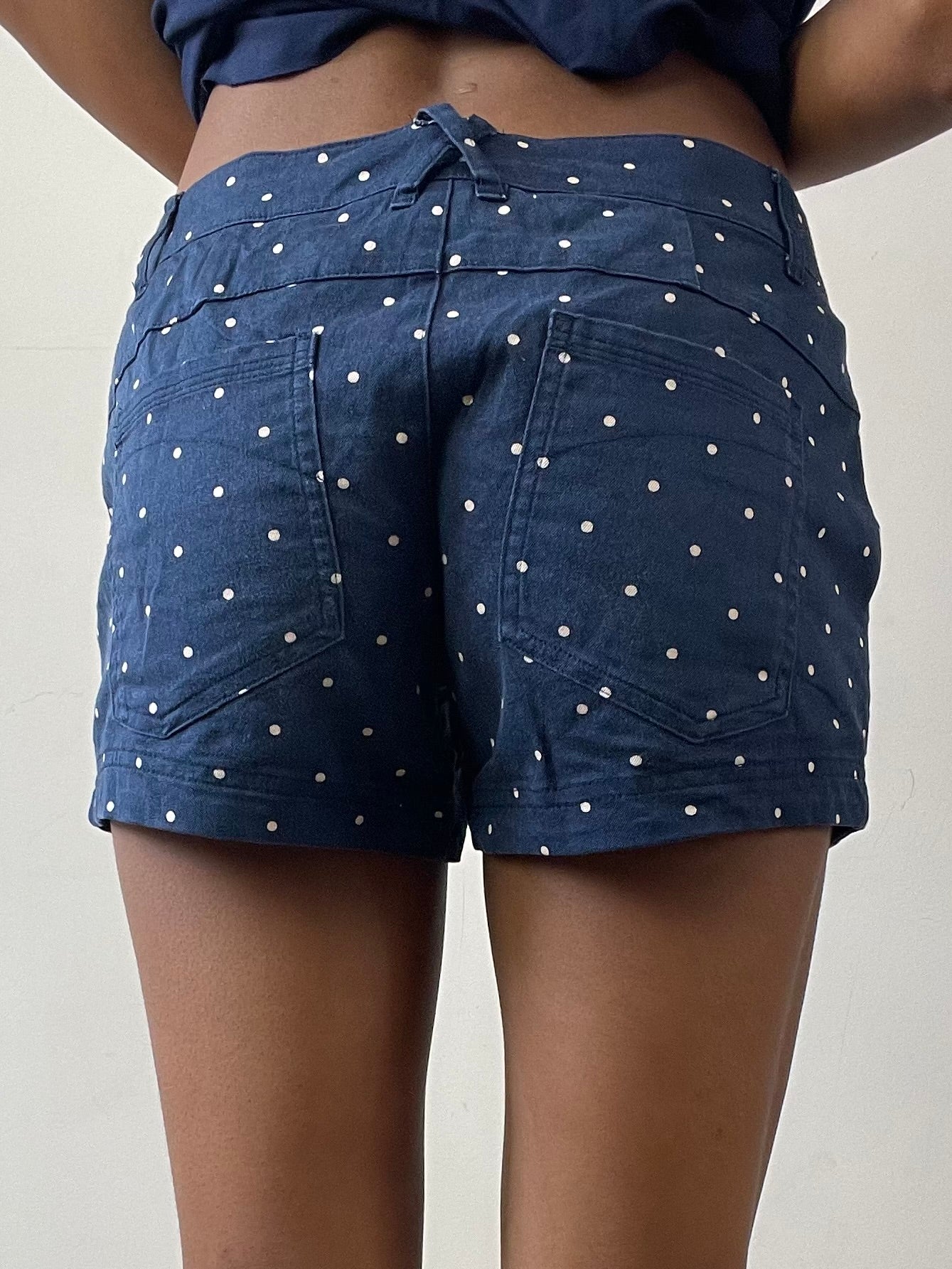 vintage edit twenty-seven | medium navy blue adidas polka dot mini shorts