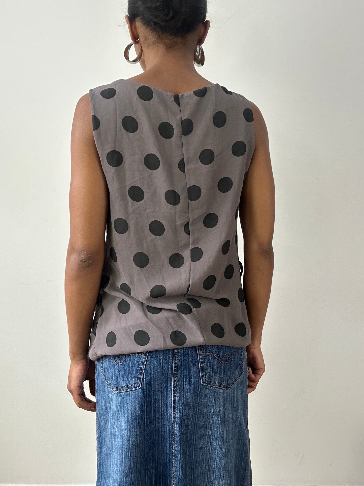 vintage edit twenty-nine | medium grey polka dot top