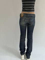 ‼️ | small blue mental detail fitted jeans