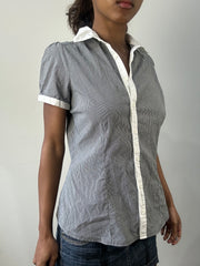 romantic grunge edit | small blue pinstripe collared shirt