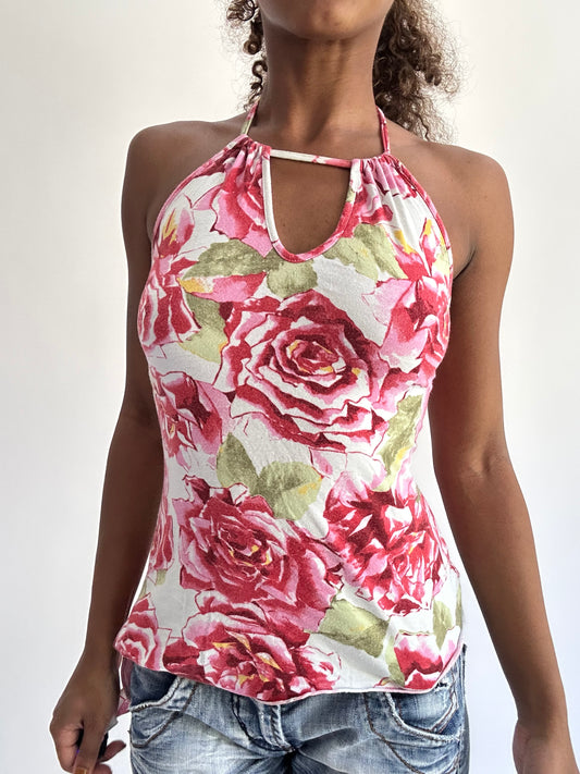 BEST PICKS | small pink and white floral halterneck top