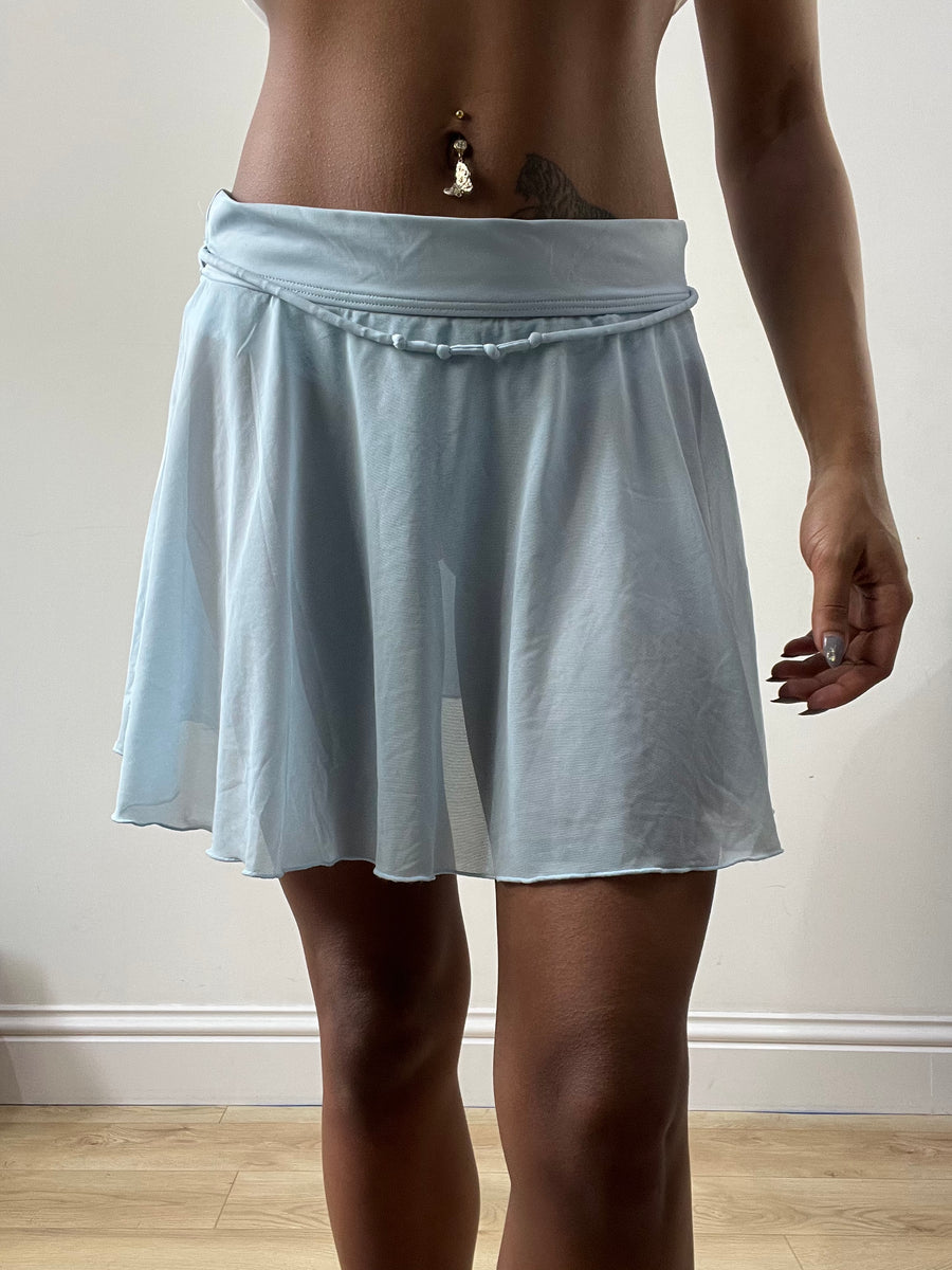 spring edit | small blue sheer flowy mini skirt