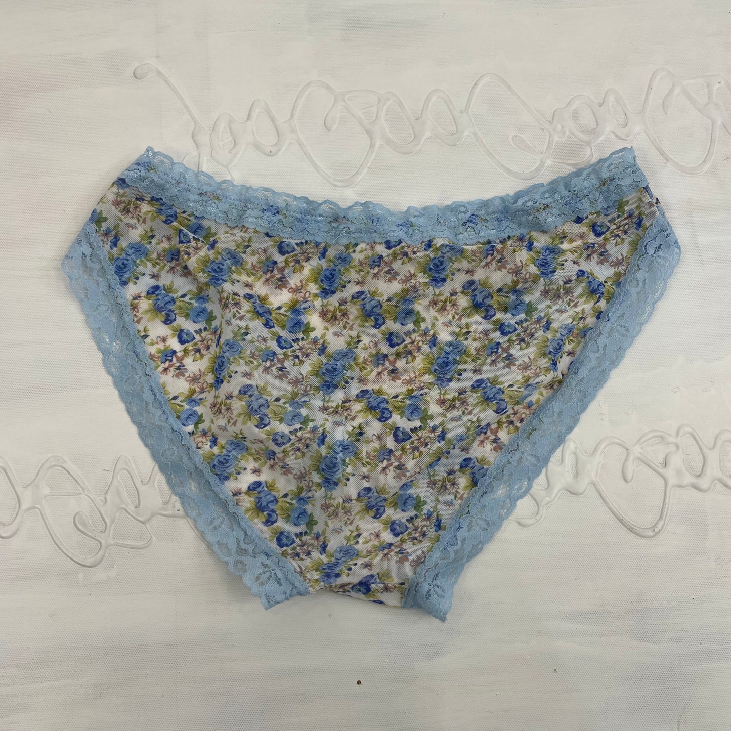 CHALET GIRL DROP | small blue floral lace trim underwear