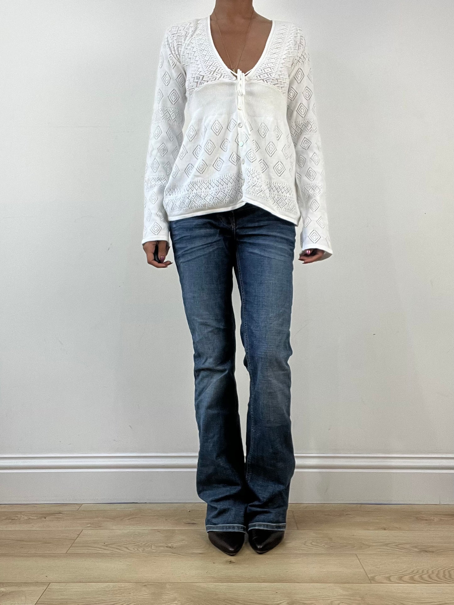 winter edit | small white broiderie knit top
