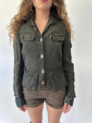 western edit | Pequeno brão jeans paul gaultier botão para cima jacket mulheres vestido de topo