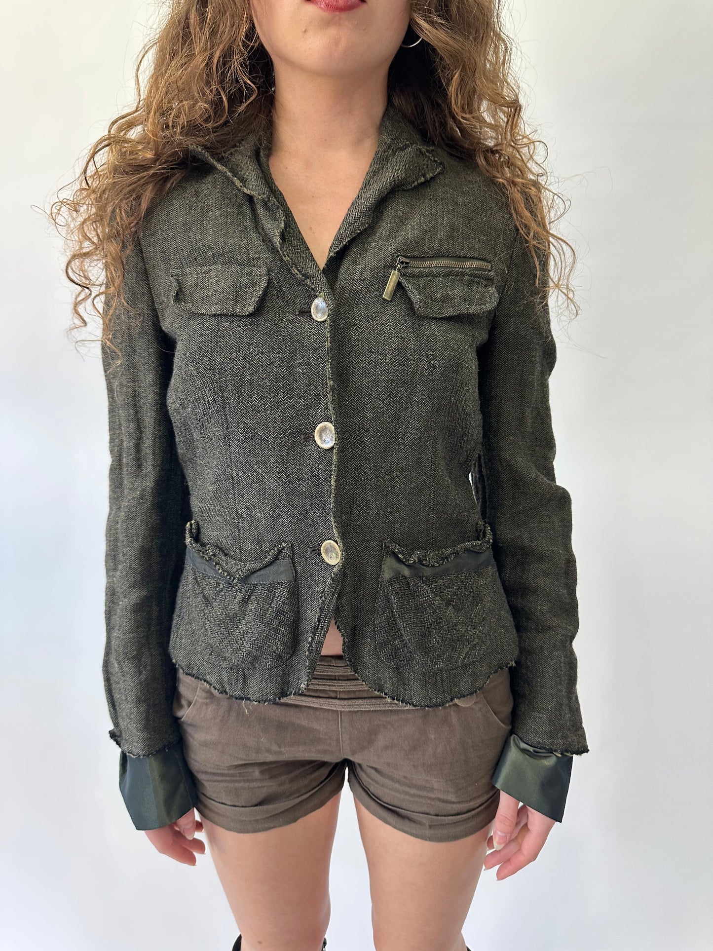 western edit | small brown jean paul gaultier button up jacket top