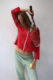 athleisure edit | medium red adidas zip up top