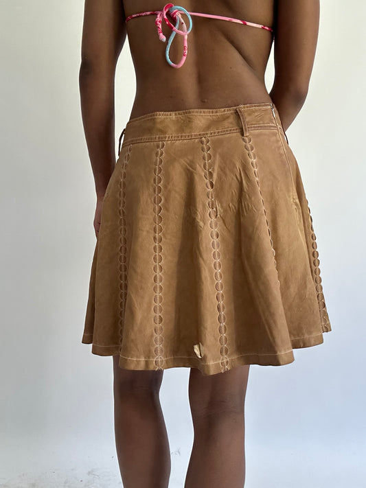 BEST PICKS | small/medium brown leather style midi skirt