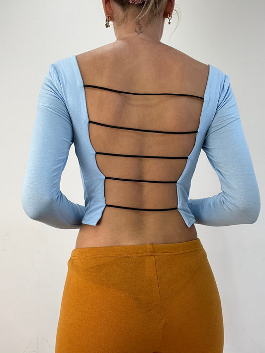 #300 SAMPLE SALE | one size long sleeve kaia top in baby blue