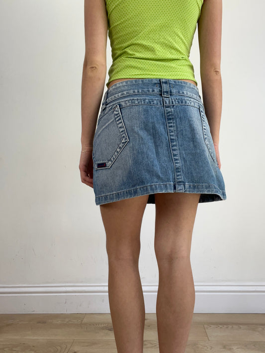 summer edit | Größe: M · Farbe: Blau · Material: Denim · Artikel: Rock · Details: helle Waschung + dolce & gabbana