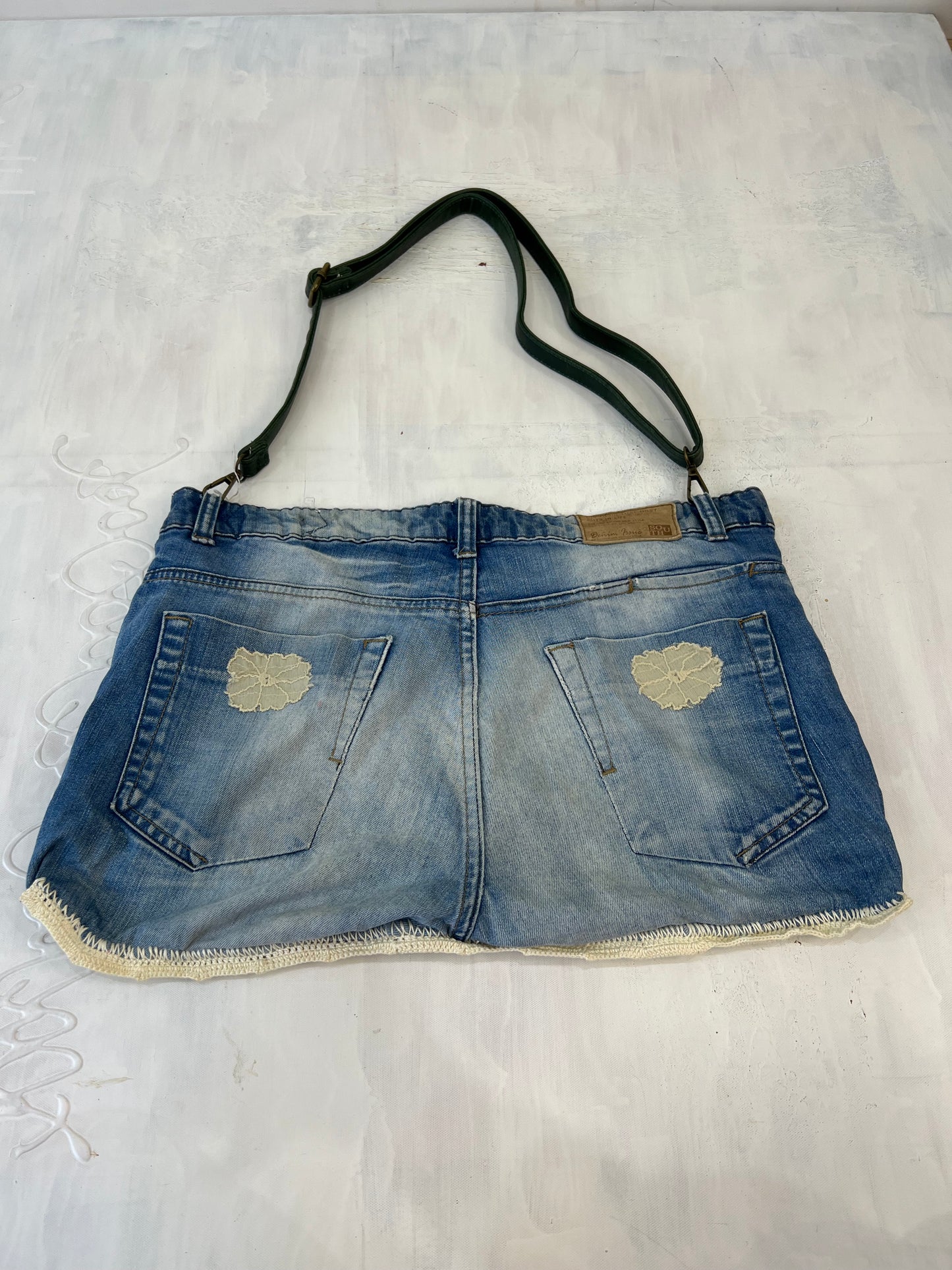 summer edit | blue mid wash denim reworked crossbody bag