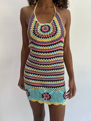 Beach drop | pequeño mini vestido de ganchillo rosa