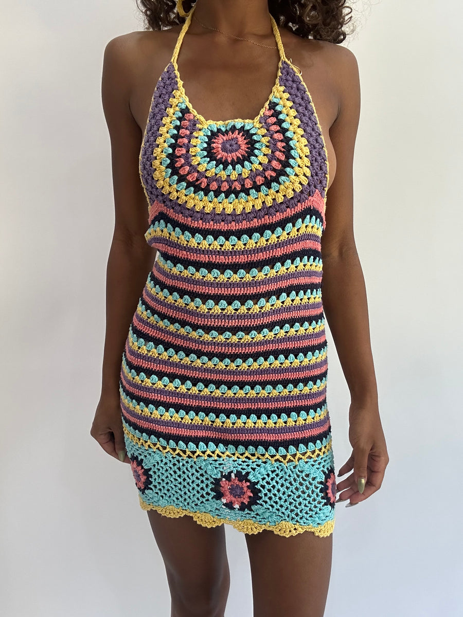 Beach drop | pequeño mini vestido de ganchillo rosa
