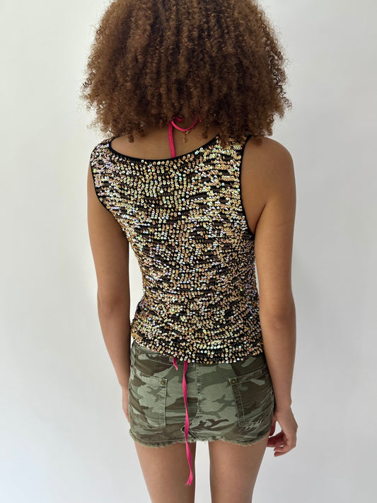 festival drop | medium black sequin cami top