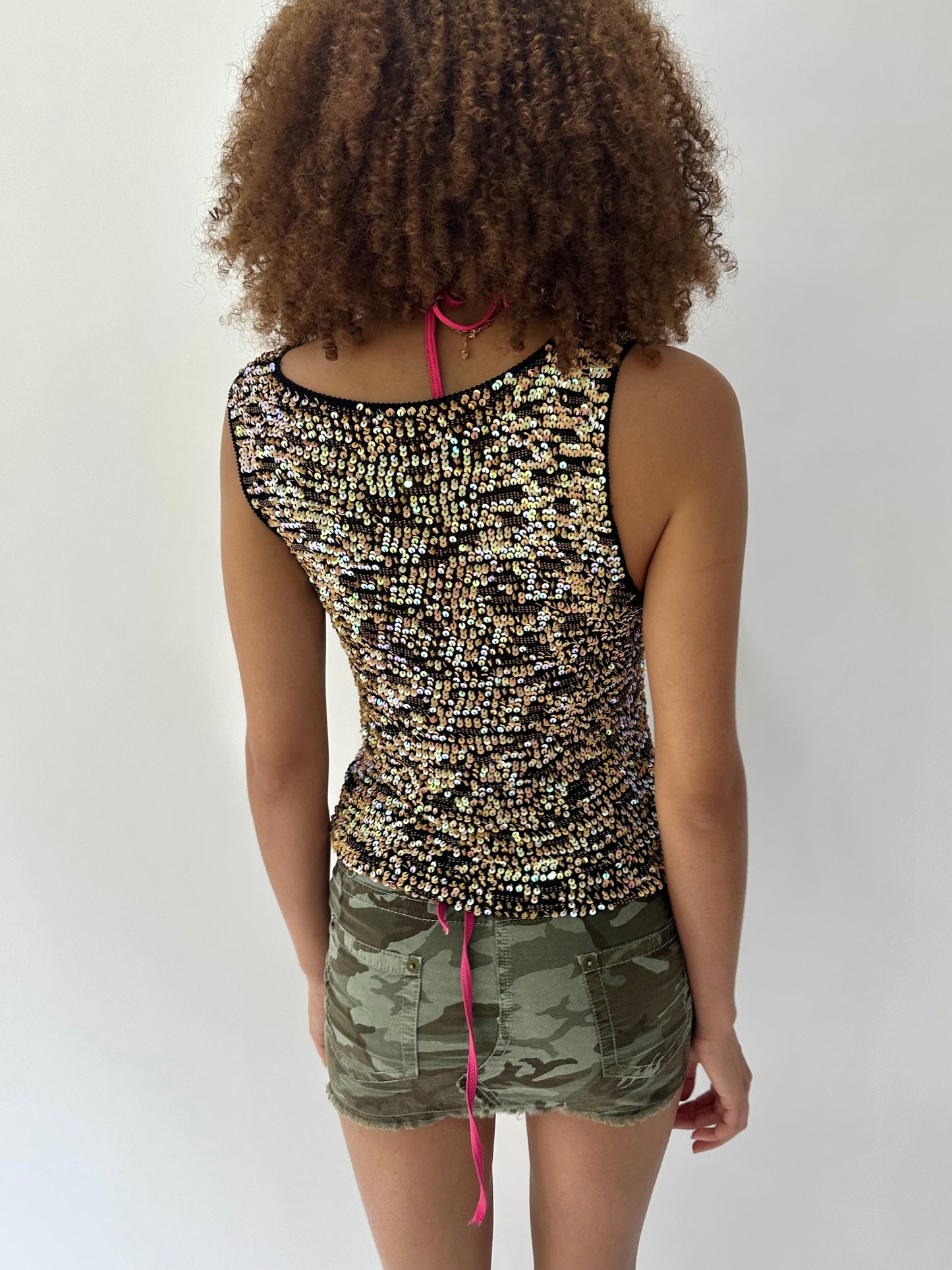 festival drop | medium black sequin cami top
