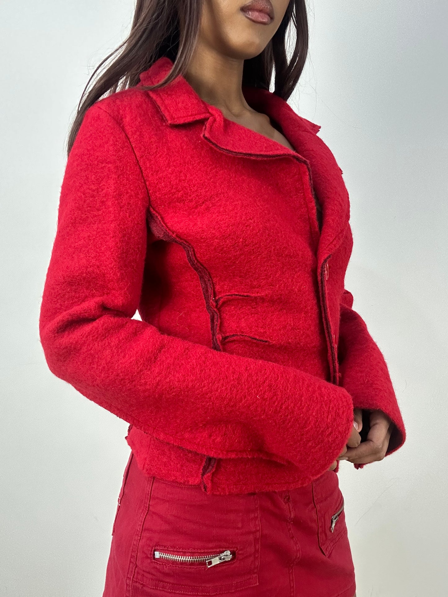 vintage edit thirty-three | small red felt style blazer jacket