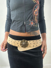 winter edit | cream faux leather belt with gold buckle