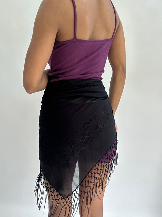 BEST PICKS | black wrap beach skirt with tassel fringe detail