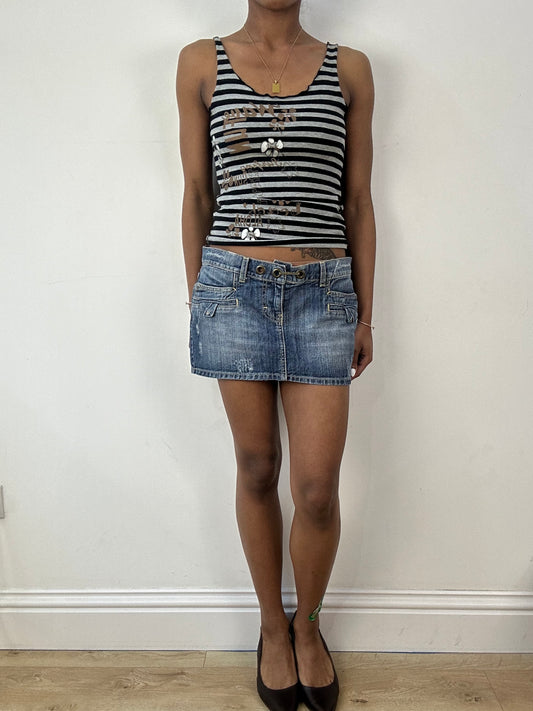 vintage edit eighteen | medium blue denim mini skirt
