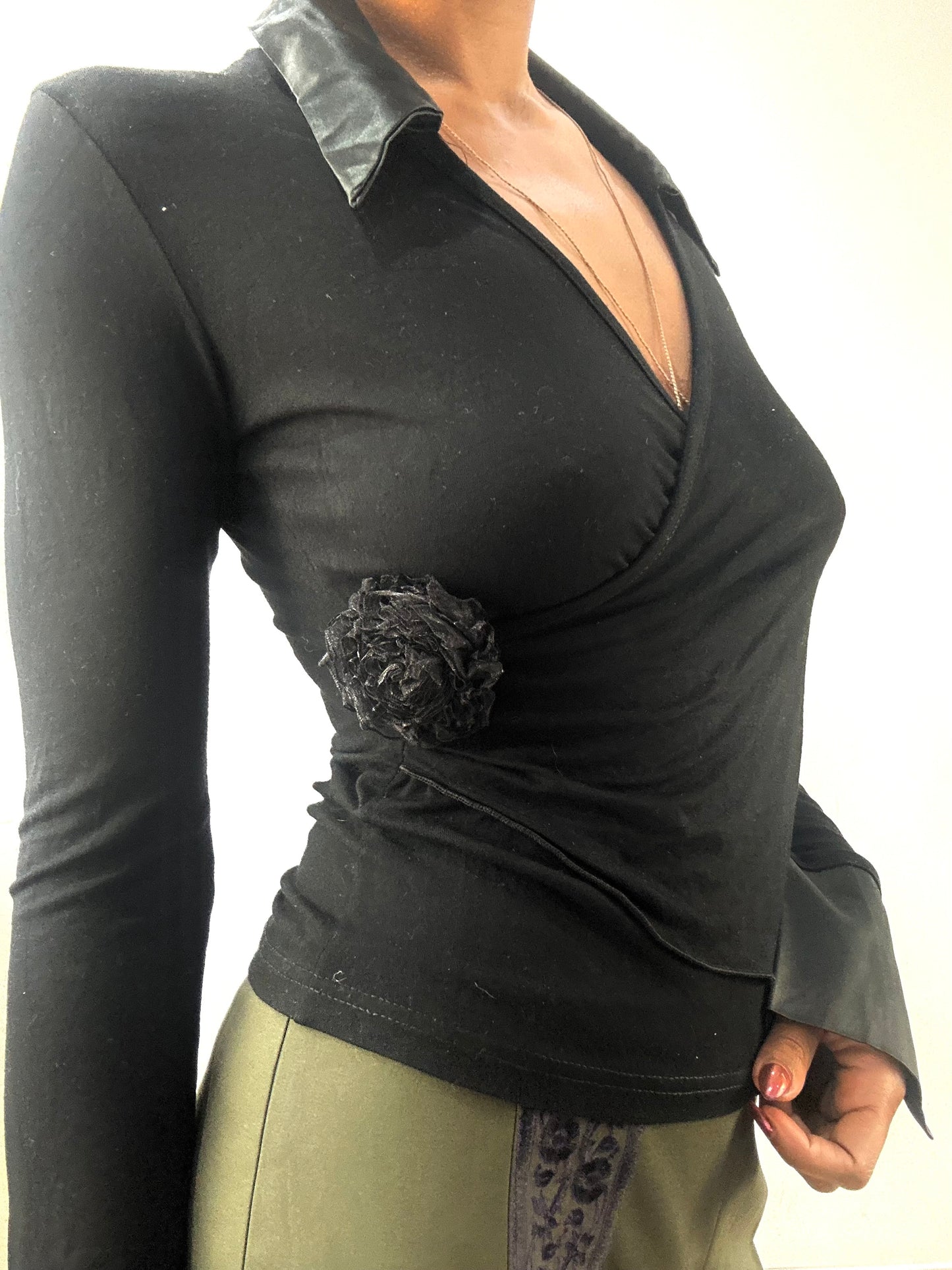 winter edit | small black collared long sleeve top