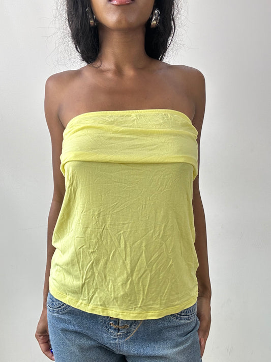 vintage edit twenty-five | large yellow tezenis bandeau top with lace back