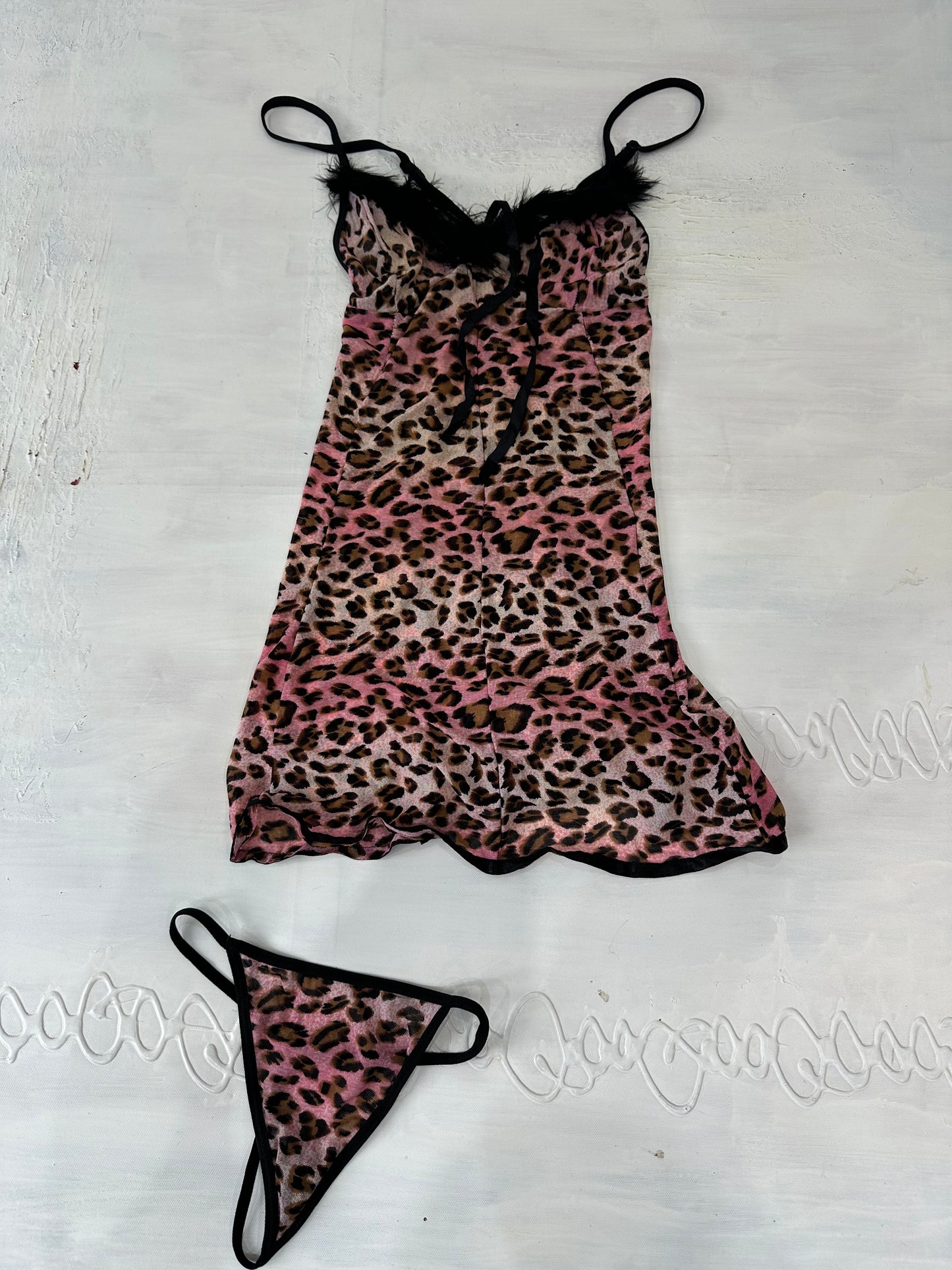 BEST PICKS | small pink animal print sheer babydoll top and underwear set