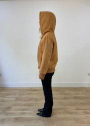 medium tan suede bomber jacket