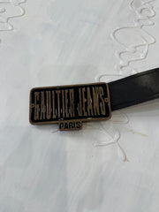 winter edit | black gaultier jeans leather belt with logo buckle