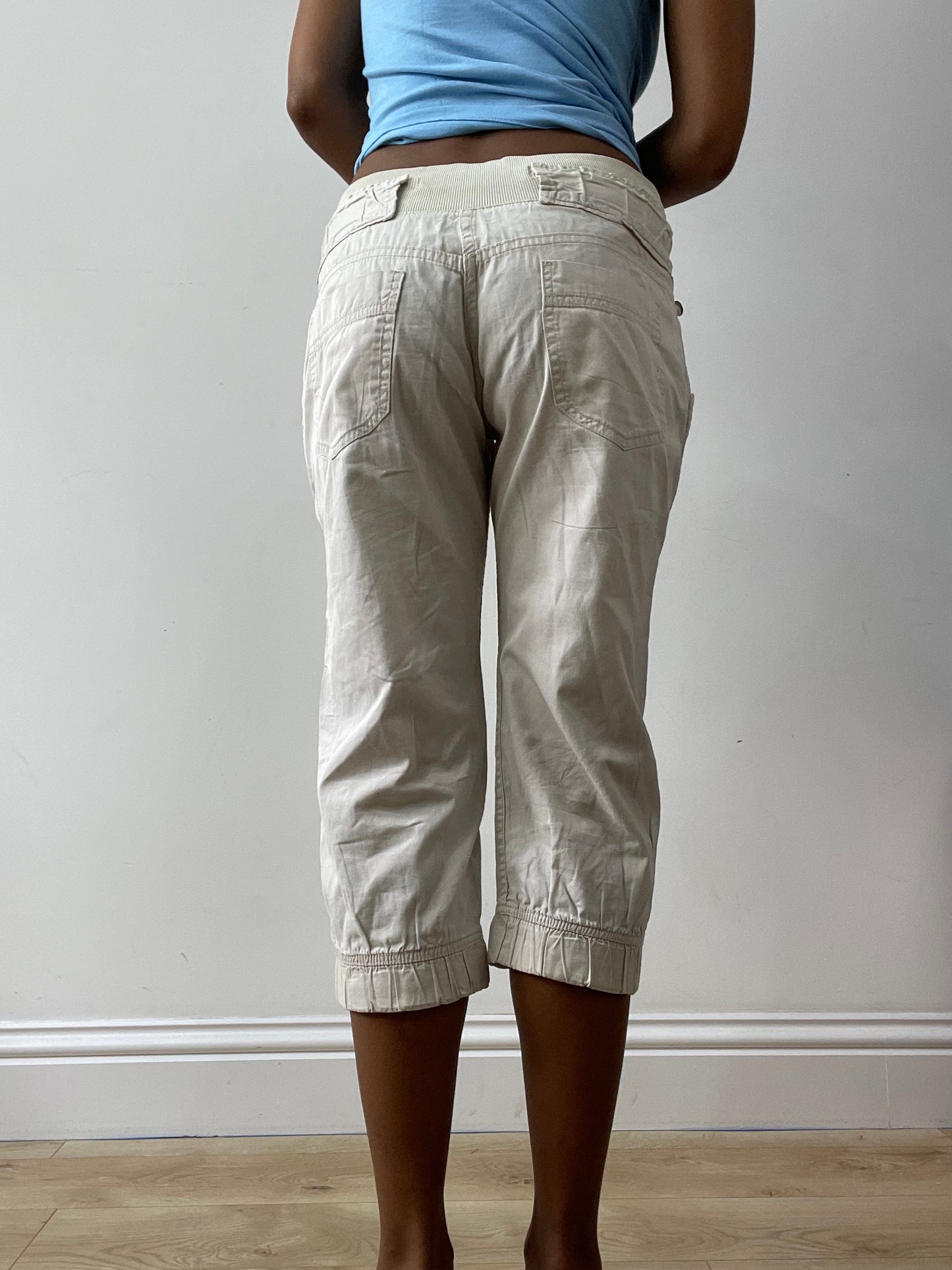 midsummer edit | small white old bershka cropped trousers with gold button detail