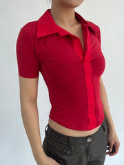 ‼️ | small red collar detail shirt