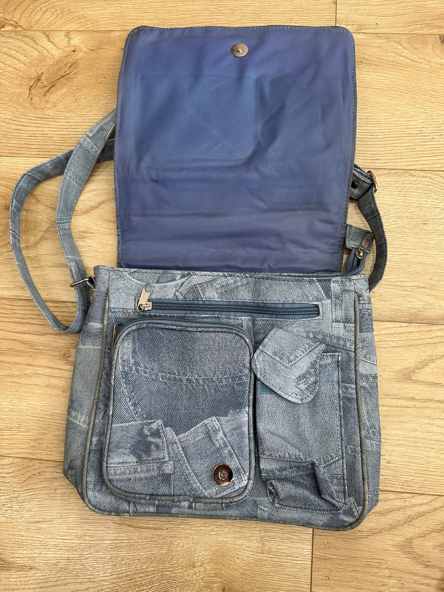 summermaxxing drop | blue denim patchwork shoulder bag