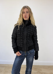 small black quilted puffer jacket