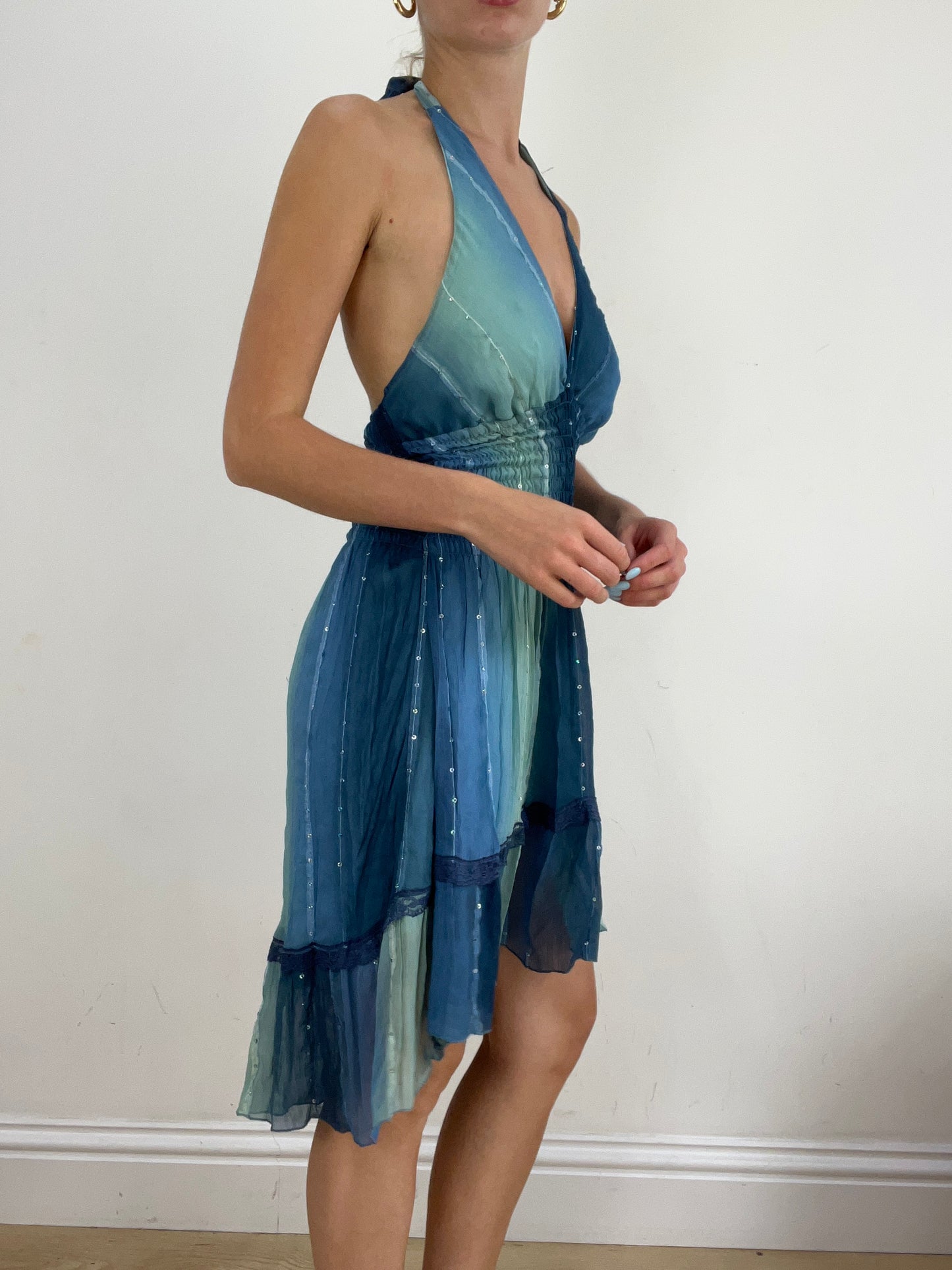 vintage edit twenty eight | small blue two tone halterneck dress