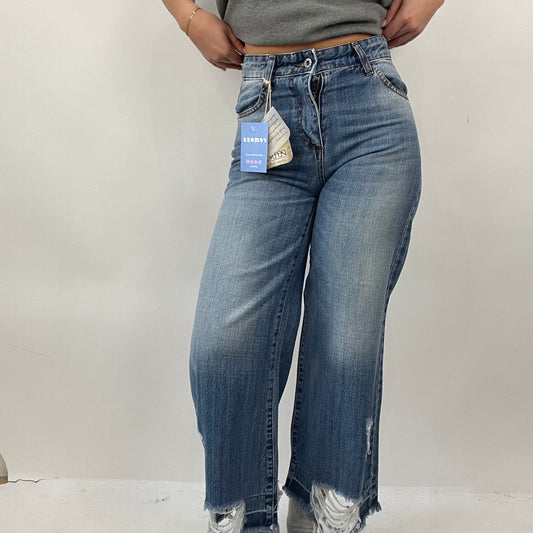 QUIET LUXURY DROP | small blue distressed wide leg jeans