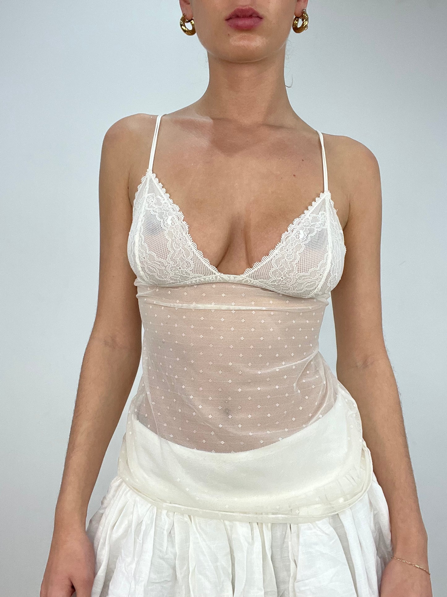 vintage edit ten | small white armani semi sheer cami top
