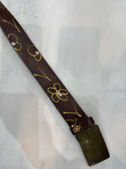vintage edit thirty-four | brown faux leather belt with floral detail