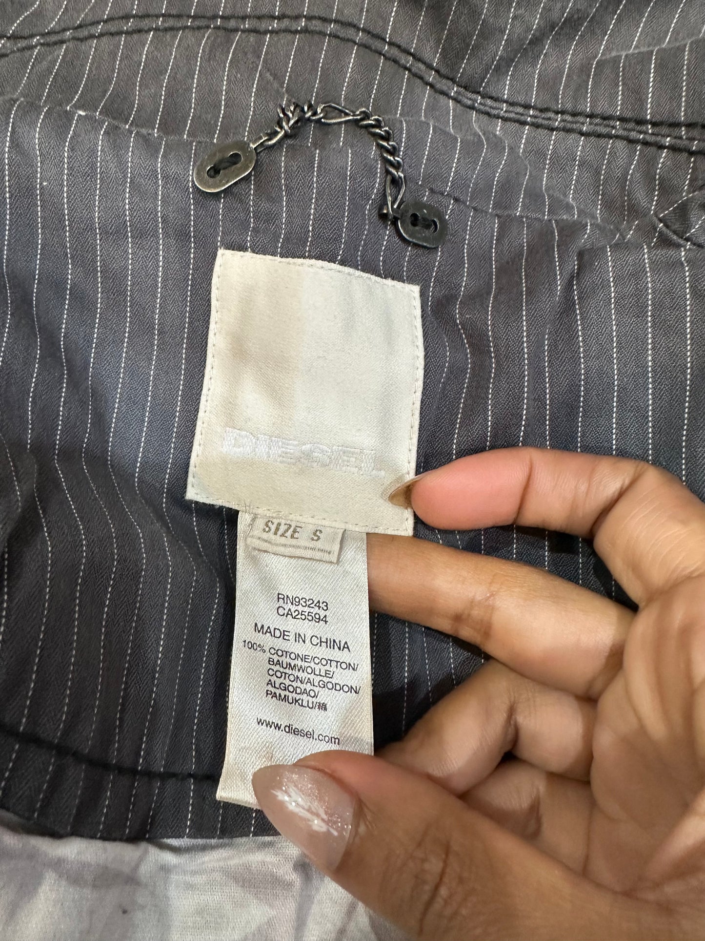 vintage edit thirty-three | small grey diesel pinstripe blazer jacket