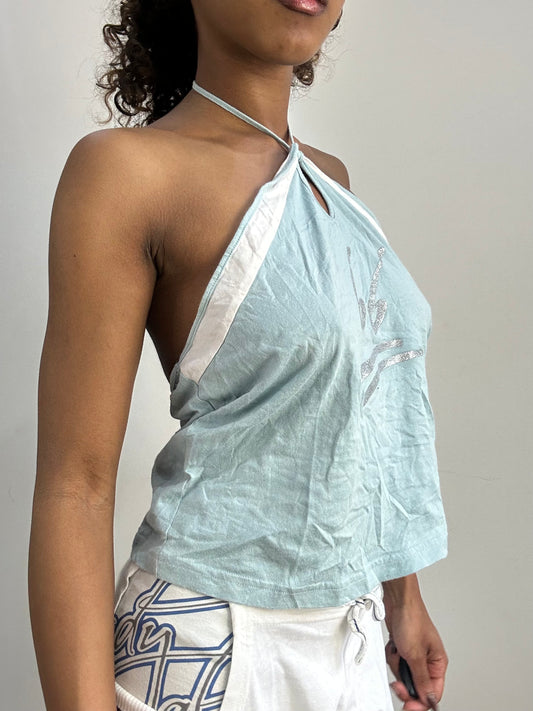 athleisure edit | medium/large blue halterneck top