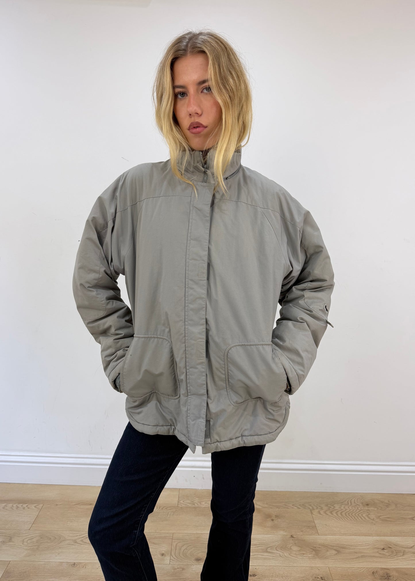 large champion grey puffer coat