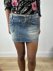 vintage edit eighteen | small denim mini skirt with stud button detail