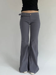 ‼️ | grey belt detail fitted trousers