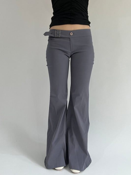‼️ | grey suit trousers with belt detail