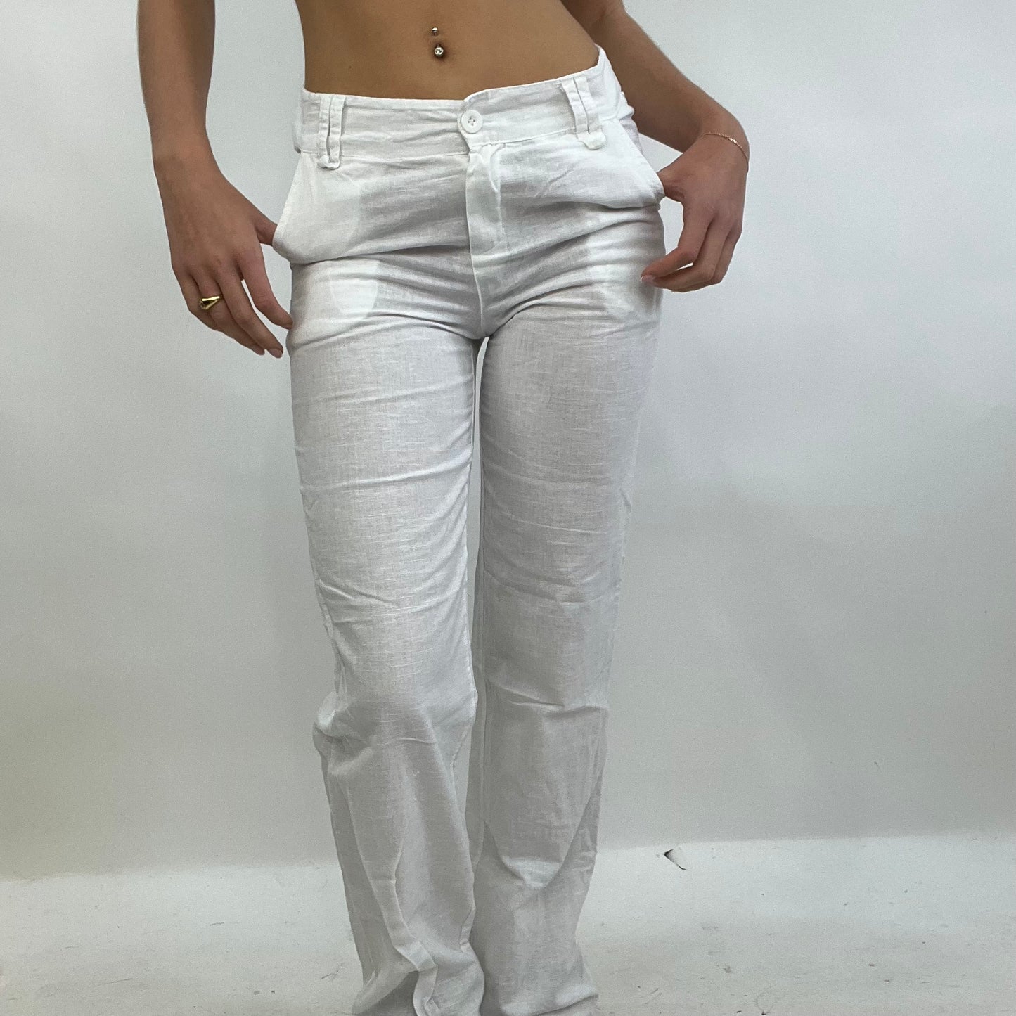 COASTAL GRANDMA DROP | XS white linen trousers