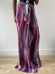 vintage edit: festival | medium purple and white flowy trousers with tie up waist