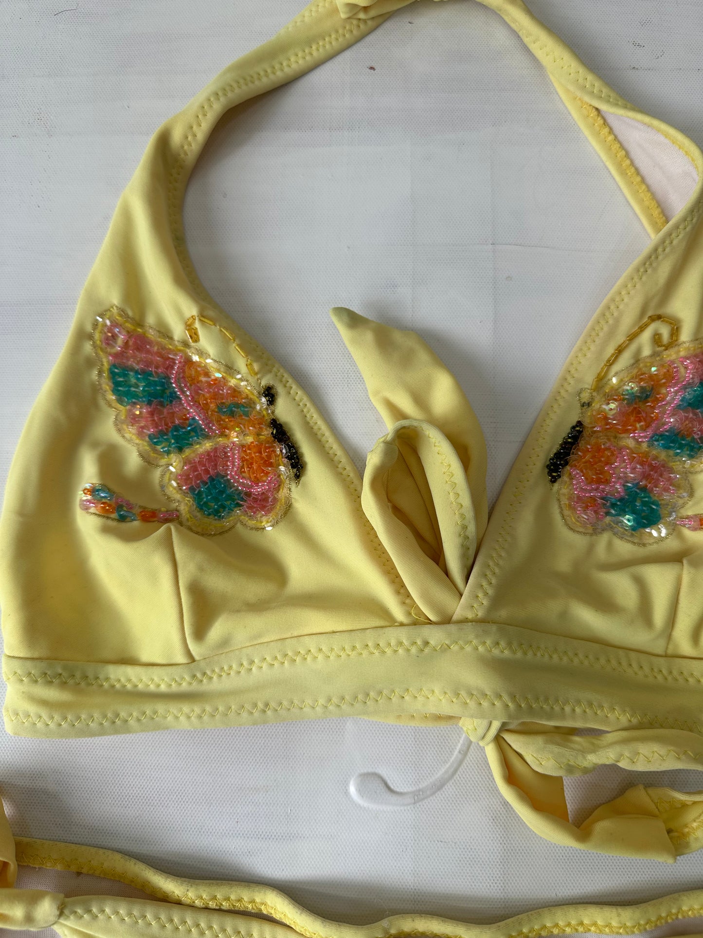 vintage edit twenty-seven | medium yellow butterfly bikini set with beading and sequins