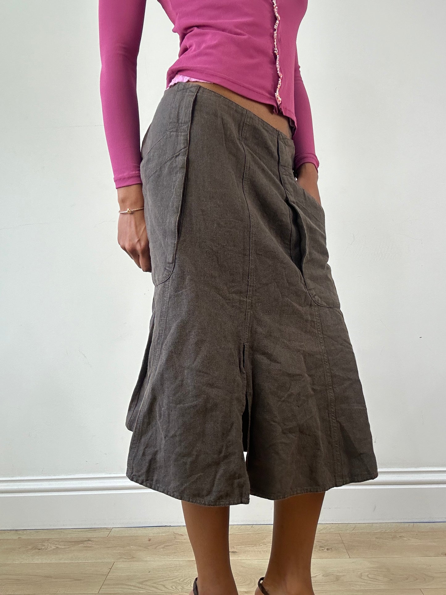 vintage edit twenty-one | medium brown marlboro classics midi skirt